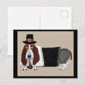 Basset Hound Thanksgiving Pilger Postkarte (Vorne/Hinten)
