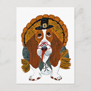 Basset Hound Thanksgiving Truthahn Feiertagspostkarte