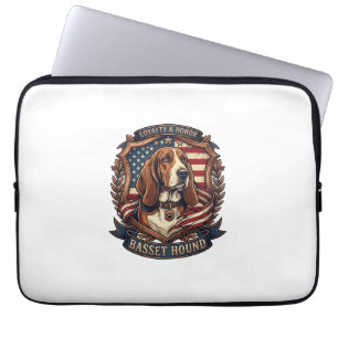 Basset Hound Treue Ehr Hund Amerikanische Flagge S Laptopschutzhülle