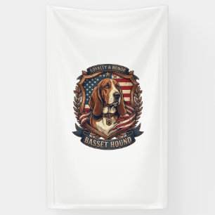 Basset Hound Treue Ehre Hund Amerikanische Flagge  Banner