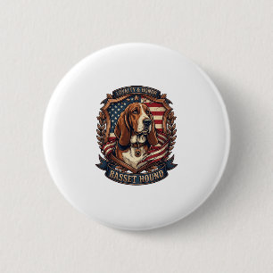 Basset Hound Treue Ehre Hund Amerikanische Flagge  Button
