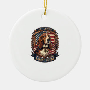 Basset Hound Treue Ehre Hund Amerikanische Flagge Keramik Ornament