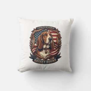 Basset Hound Treue Ehre Hund Amerikanische Flagge  Kissen