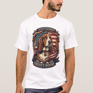 Basset Hound Treue Ehre Hund Amerikanische Flagge  T-Shirt