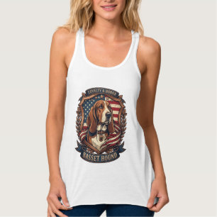 Basset Hound Treue Ehre Hund Amerikanische Flagge Tank Top