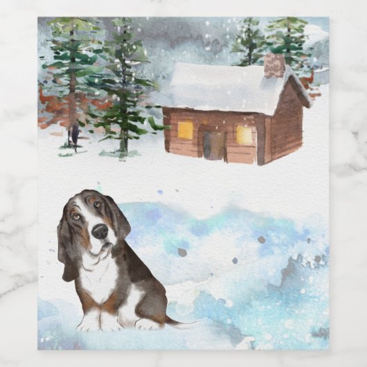 Basset Hound (Tri) Weinetikett (Einzelnes Label)