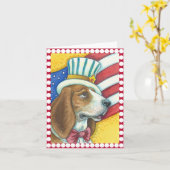 BASSET HOUND UNCLE SAM, DOG NOTE CARD Blank Karte (Gelbe Blume)
