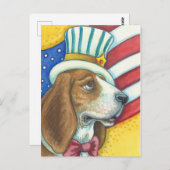 BASSET HOUND UNCLE SAM, PATRIOTIC HUND POSTCARD POSTKARTE (Vorne/Hinten)
