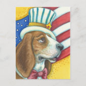 BASSET HOUND UNCLE SAM, PATRIOTIC HUND POSTCARD POSTKARTE (Vorderseite)