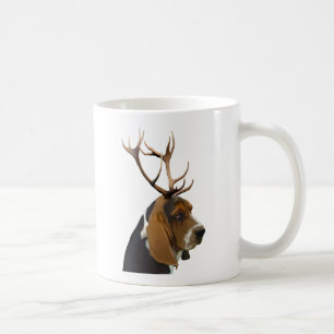 Basset Hound und Geweihe Kaffeetasse