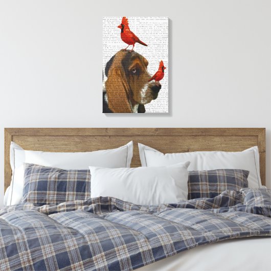 Basset Hound und Vögel Leinwanddruck (Insitu (Schlafzimmer))