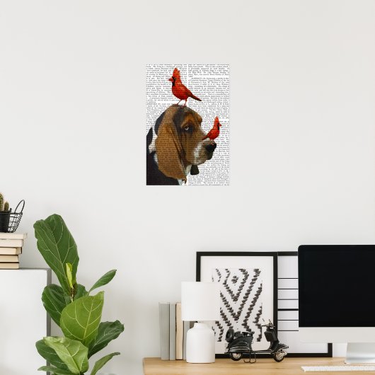 Basset Hound und Vögel Poster (Heimbüro)
