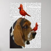 Basset Hound und Vögel Poster (Vorne)