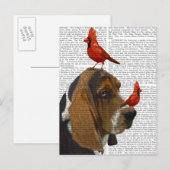 Basset Hound und Vögel Postkarte (Vorne/Hinten)