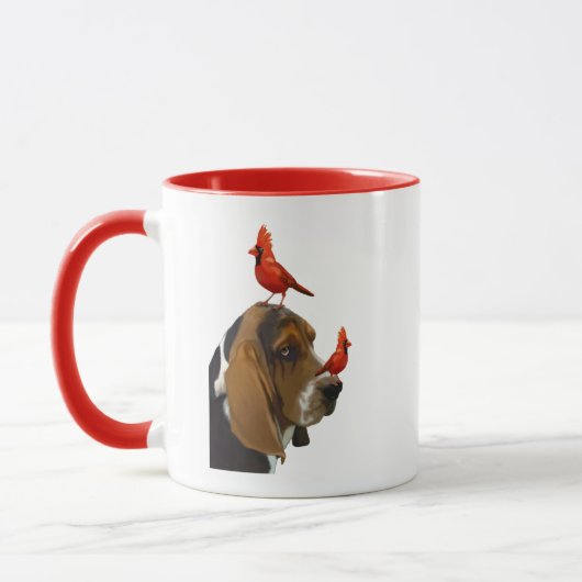 Basset Hound und Vögel Tasse (Links)