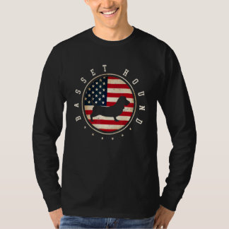 Basset Hound USA-Flagge 4. Juli Hundemutter Vater T-Shirt