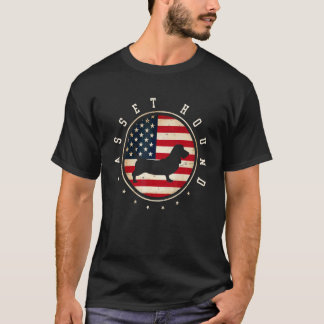 Basset Hound USA-Flagge 4. Juli Hundemutter Vater T-Shirt