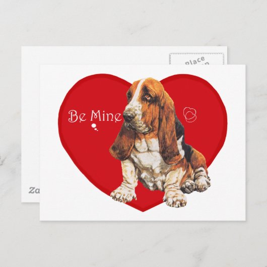 Basset Hound Valentine Feiertagspostkarte (Vorne/Hinten)