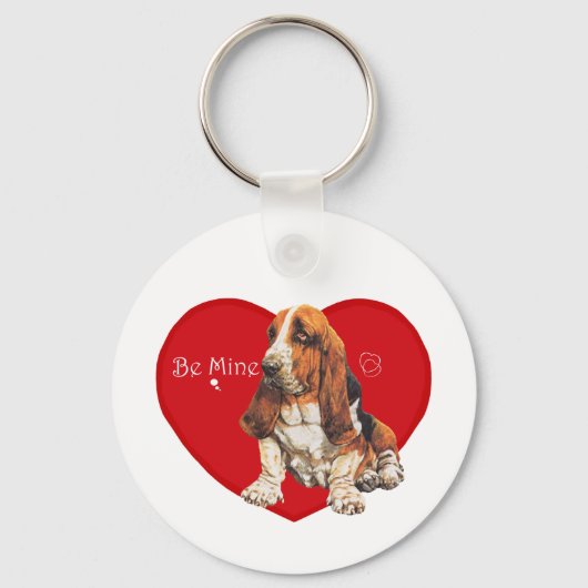 Basset Hound Valentine Schlüsselanhänger (Vorderseite)