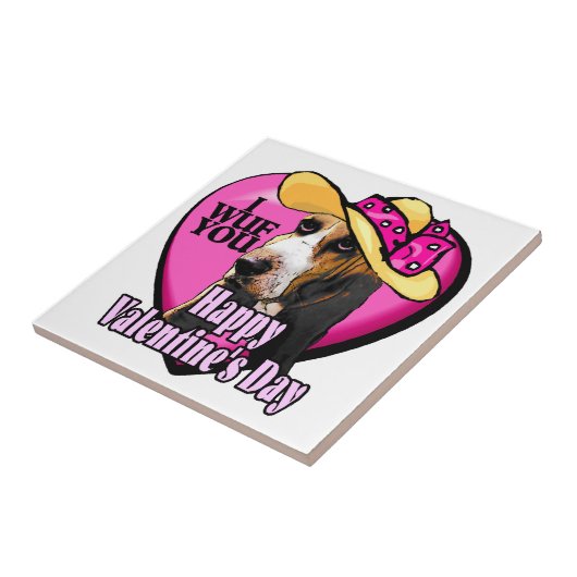 Basset Hound Valentinstag Fliese (Seite)