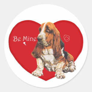 Basset Hound Valentinstag Runder Aufkleber