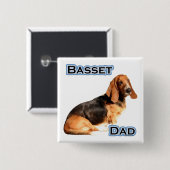 Basset Hound Vater 4 - Schaltfläche Button (Vorne & Hinten)