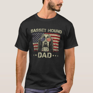 Basset Hound Vater Dog liebt amerikanische Flagge T-Shirt
