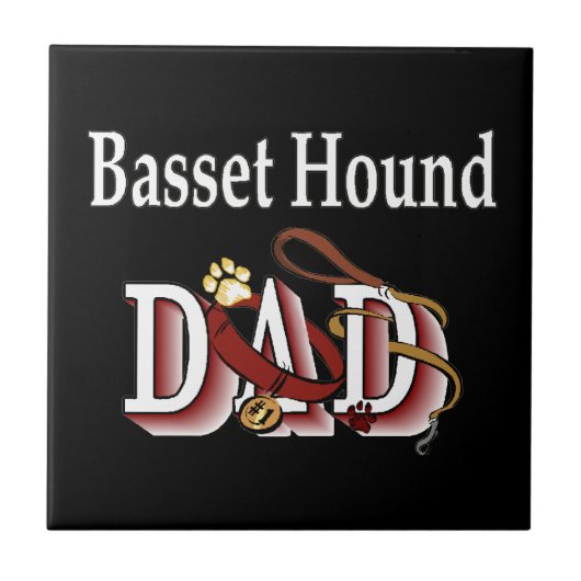 Basset Hound Vater Fliese (Vorderseite)