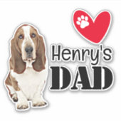 Basset Hound Vater Personalisiert Sticker (Vorderseite)