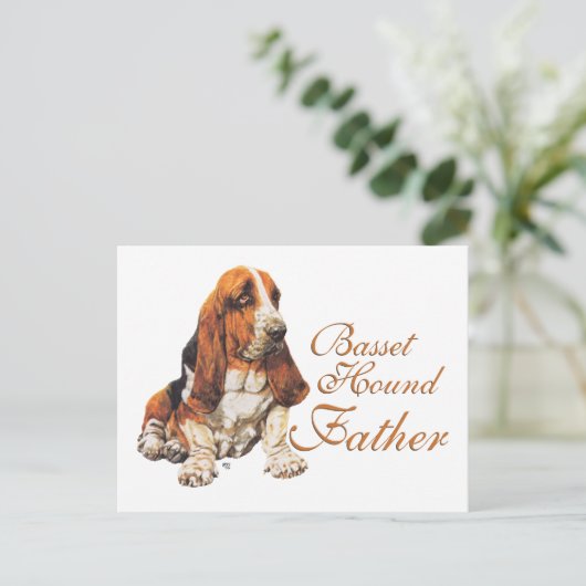 Basset Hound Vatertag Postkarte (Stehend Vorderseite)