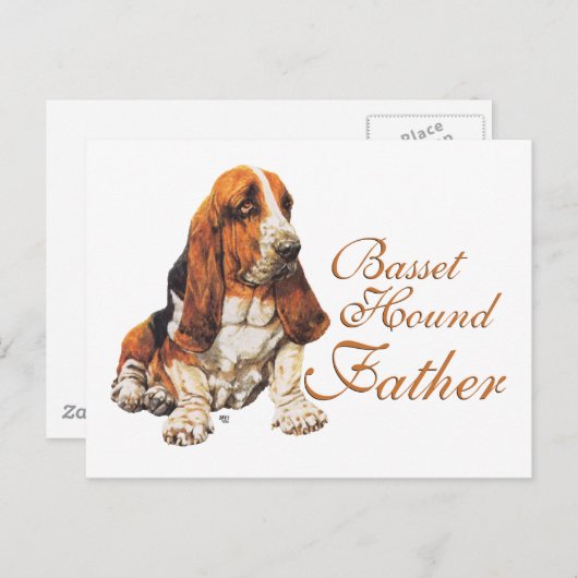 Basset Hound Vatertag Postkarte (Vorne/Hinten)