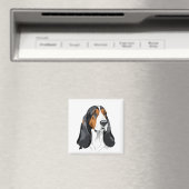 Basset Hound Vector Grafik Portrait Tier Magnet (In Situ (Geschirrspüler))