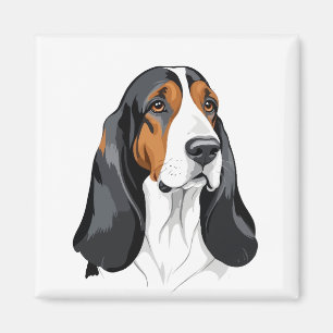 Basset Hound Vector Grafik Portrait Tier Magnet