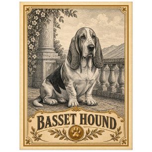 Basset Hound, Vintage-Heritage-Hund Postkarte