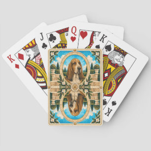 Basset Hound, Vintage Wasserfarben-Hundekunst Spielkarten
