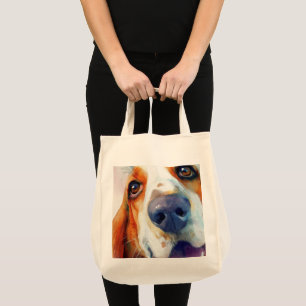 Basset Hound Wasserfarbenporträt Tragetasche