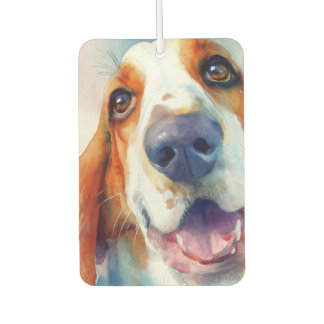 Basset hound watercolor portrait autolufterfrischer