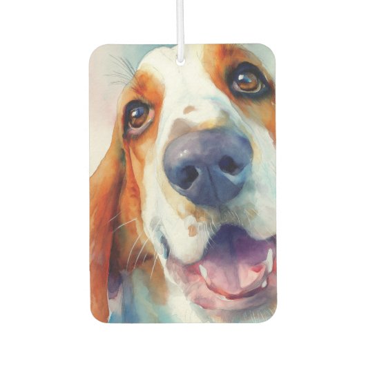 Basset hound watercolor portrait autolufterfrischer (Vorderseite)