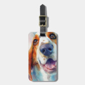 Basset hound watercolor portrait gepäckanhänger (Vorderseite vertikal)