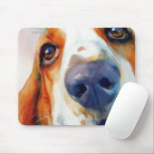 Basset hound watercolor portrait mousepad (Mit Mouse)