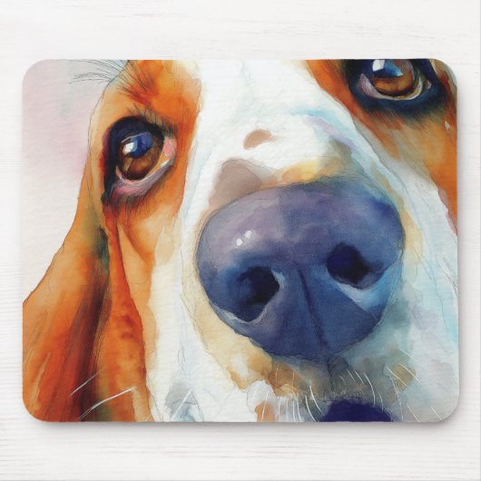 Basset hound watercolor portrait mousepad (Vorne)