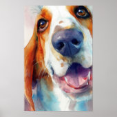 Basset hound watercolor portrait poster (Vorne)