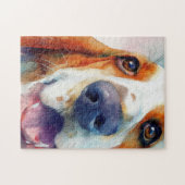 Basset hound watercolor portrait puzzle (Horizontal)