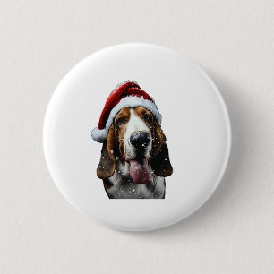 Basset Hound Weihnachten Button