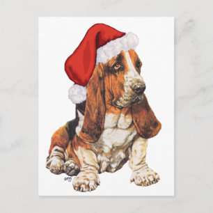 Basset Hound-Weihnachten Feiertagspostkarte