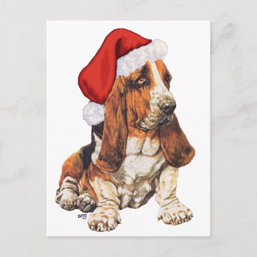 Basset Hound-Weihnachten Feiertagspostkarte (Vorderseite)