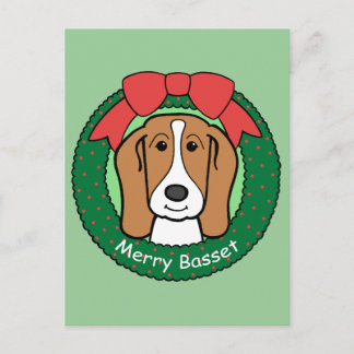 Basset Hound-Weihnachten Feiertagspostkarte