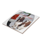 Basset Hound Weihnachten Fliese (Seite)