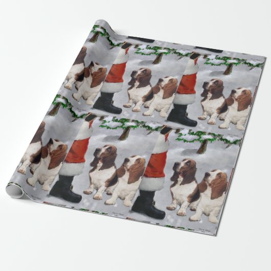 Basset Hound Weihnachten Geschenkpapier (Ungerollt)