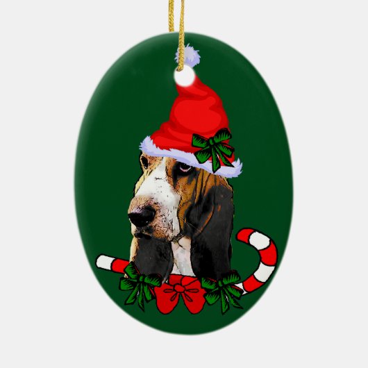 Basset Hound Weihnachten Keramik Ornament (Hinten)